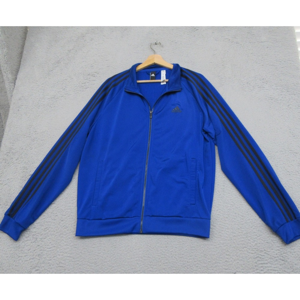 Adidas Track Jacket Mens M Blue 3-Stripes Full Zip Athletic Training Streetwear
